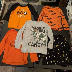 Lot of 5 (FIVE) Toddler Boy Halloween Them Long-Sleeve Shirts in Size 4T